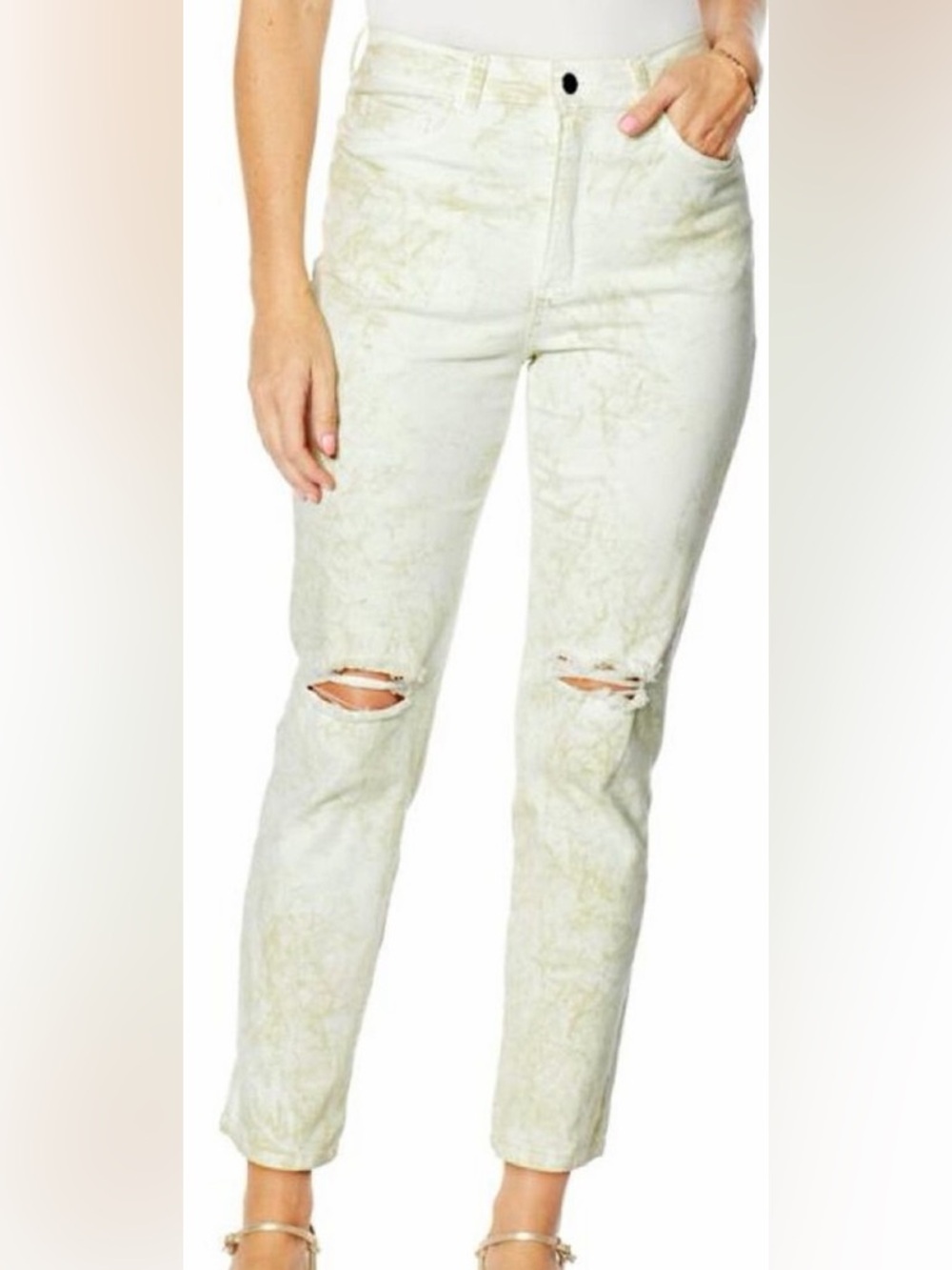 BRITTANY HUMBLE Olive Ripped Jeans Cotton Size 8